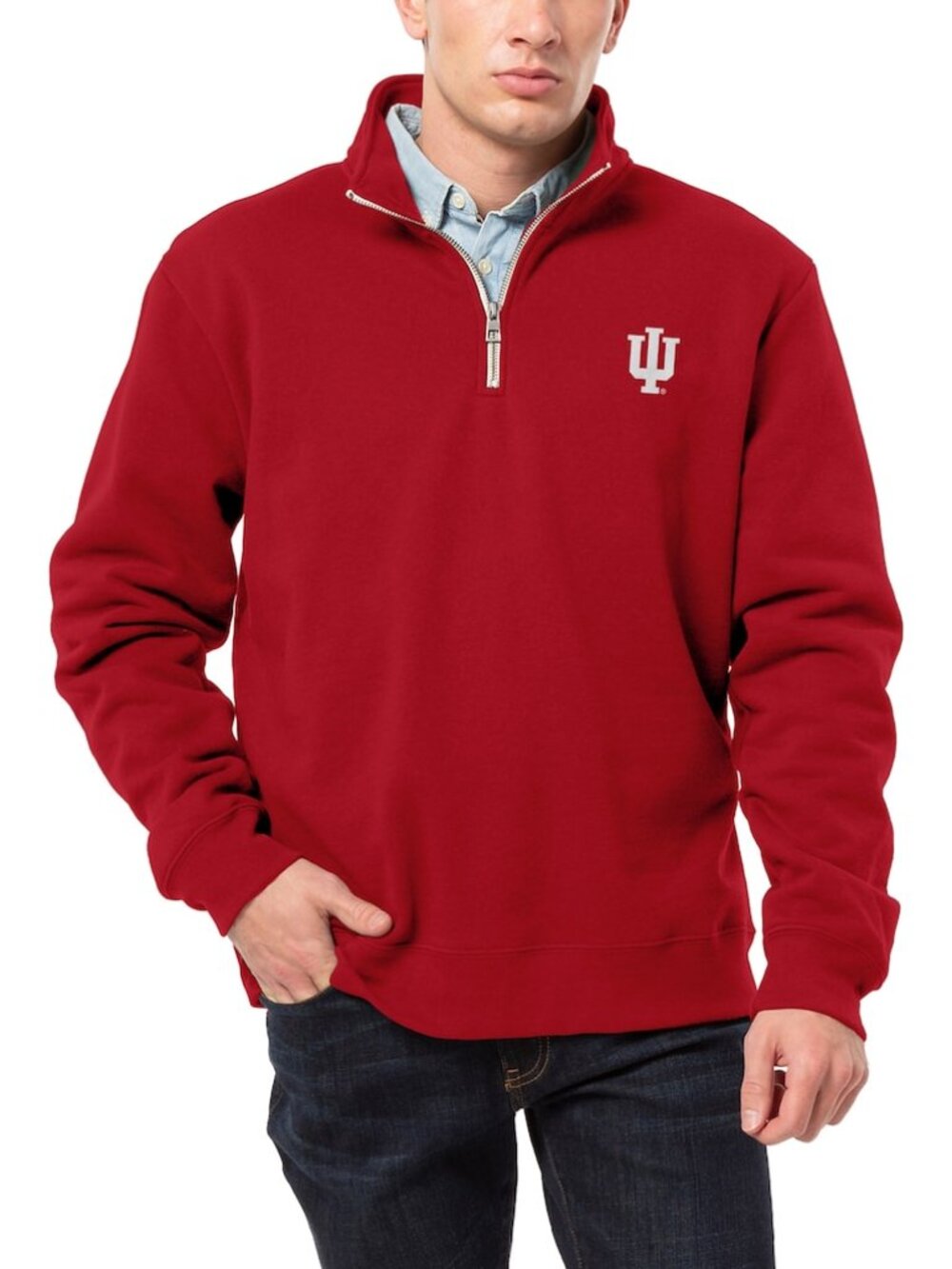 Indiana Hoosiers Fleece Quarter-Zip Jacket Size XL